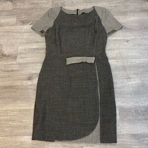 Vintage Les Copains Wool Blend Sheath Dress Bow Italy EU 42 Minimalist Career